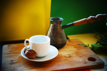 cup of coffee and croissant
