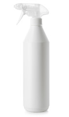 White plastic bottle with spray