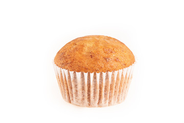 Banana cupcake isolated on white background. cupcake