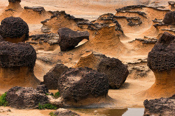 Rock formations in Yeliou National Park in Taiwan, China, Asia