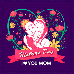 Happy Mother's Day celebration greetings background template design for banner or card in vector