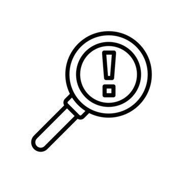 recommend clip art: Risk Word Magnifying Glass icon in line art style on white background, Risk Managment icon, Vector illustration