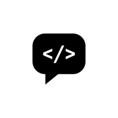 Code Chat, Code Commenting vector icon in line art style on white background, Dialogue, chat, script, code, Information technology concept, Vector illustration can be used for topics like coding, soft