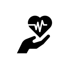 Health icon with heart sign in line art style on white background, Heart pulse icon and favorite, like, love, care symbol