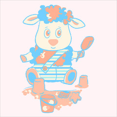 Cartoon little boy lamb vector character illustration 