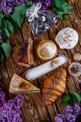 lilac sweets cake wood