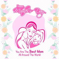 Happy Mother's Day celebration greetings background template design for banner or card in vector