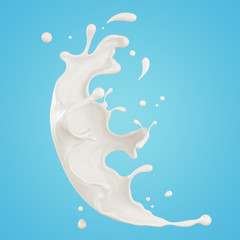 Obraz na płótnie Canvas Milk splash isolated on background, liquid or Yogurt splash, Include clipping path. 3d illustration.