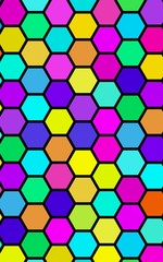 Honeycomb many color, multicolored. Isometric geometry. 3D illustration