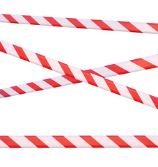 Signal prohibition tapes of red-white color isolated on a white, 3d render