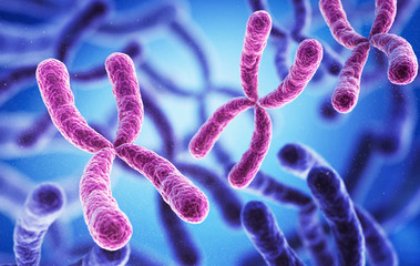 Obraz premium 3D illustration of X Chromosome, Medicine. Medical science and biotechnology background.