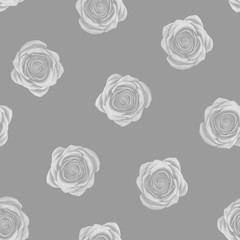 gray seamless pattern of pink roses. 3d illustration