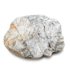 White granite stone, rock isolated on white background, with clipping path