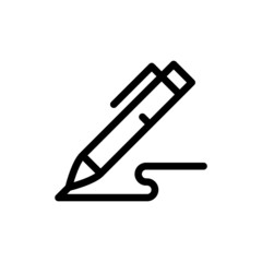 Pen, write icon in line art style on white background, Signature pen outline and filled vector sign, Symbol, logo illustration