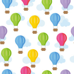 Seamless pattern with balloons in bright colors. Vector illustration.  Print for children's clothes, wrapping paper and more.