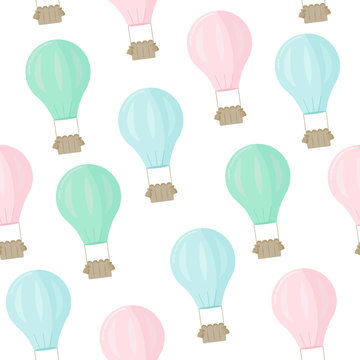 Seamless pattern with balloons in pastel colors. Vector illustration. Print for children's clothes, wrapping paper and more. © Наталья Казакова