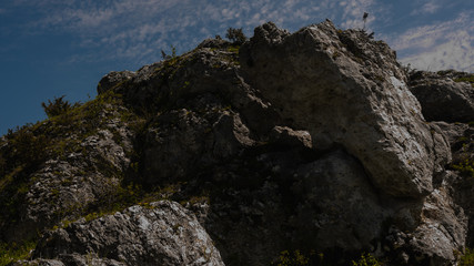 View of the Sokolich Mountains Reserve and rock stones in Olsztyn. A free space for an inscription