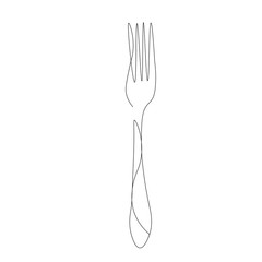 Fork silhouette one line drawing, vector illustration