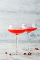 Pink Raspberry Cocktail in drink glass