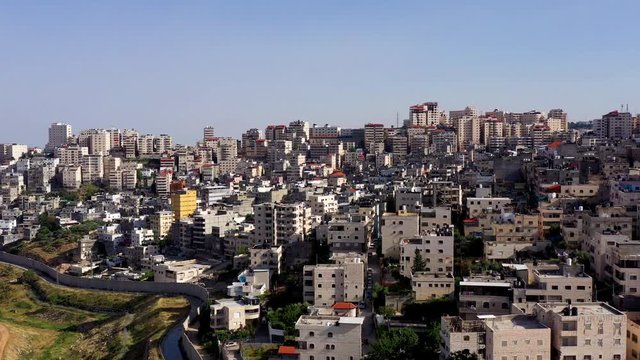 Palestinian Crowded Refugee Camp Shuafat, Jerusalem, Israel- Aerial view