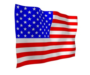 Fototapeta premium Waving flag of the United States of America. Stars and Stripes. State symbol of the USA. 3D illustration