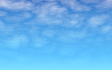 Blue sky background with white clouds. Cumulus white clouds in the clear blue sky in the morning. 3D illustration