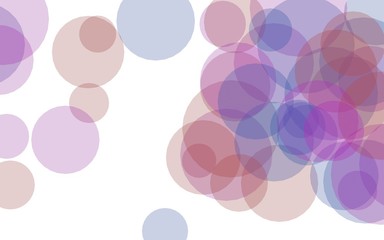 Multicolored translucent circles on a white background. Pink tones. 3D illustration