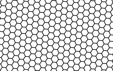 Naklejka premium Black honeycomb on a white background. Perspective view on polygon look like honeycomb. Isometric geometry. 3D illustration