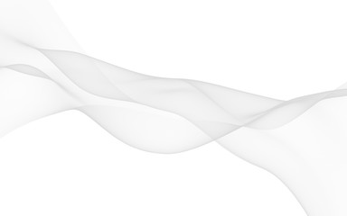 White abstract background. Fluttering white scarf. Waving on wind white fabric. 3D illustration