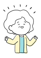 シニアの女性の表情　喜ぶ