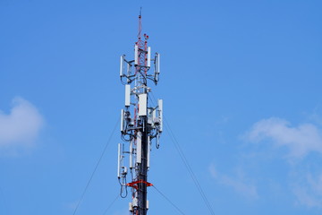 Telecommunication tower of 4G and 5G cellular. Macro Base Station. Wireless Communication Antenna...