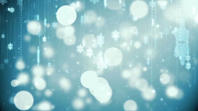 Abtract background blur of light moving random on the background with snowflakes