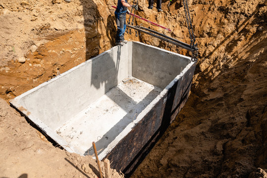 concrete rainwater tank embedded underground
