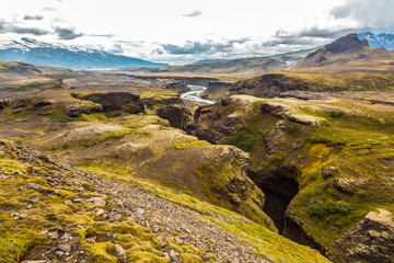 Fototapeta na wymiar Cliffs on the 4-day trek from Landmannalaugar. Iceland