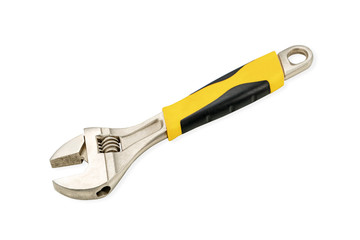 Obraz premium Old adjustable wrench on white