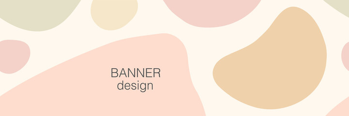 Beautiful feminine social media banner template with minimal abstract organic shapes composition in trendy contemporary collage style