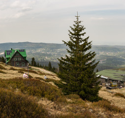Karkonosze Mountains landscape. View near  "Pod Labskim Szczytem" mountain hut. 