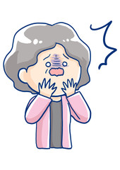 シニアの女性の表情　ショック