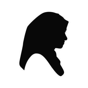 Muslimah hijab silhouette, flat vector