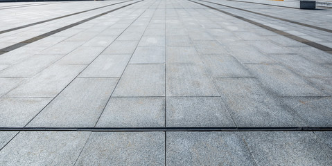 Perspective View of Monotone Gray Brick Stone on The Ground for Street Road. Sidewalk, Driveway,...