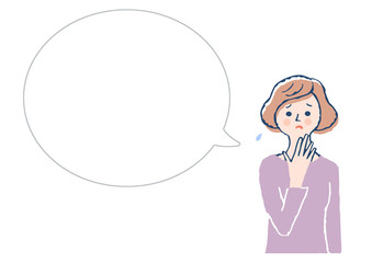 困る女性とふきだし