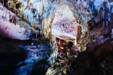 Prometheus Kumistavi Cave near Kutaisi, Imereti region of Georgia. Color paint