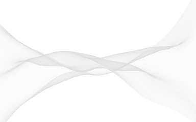 White abstract background. Fluttering white scarf. Waving on wind white fabric. 3D illustration