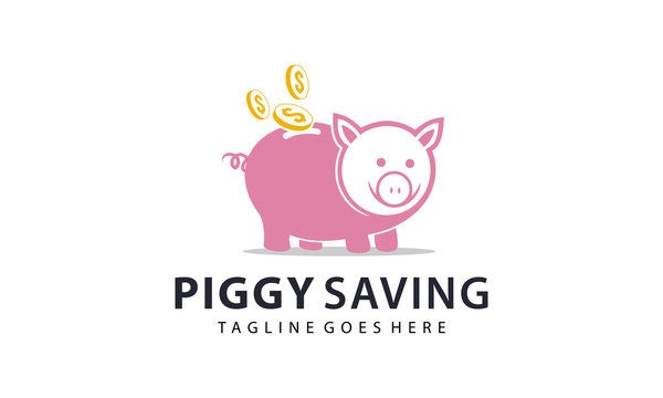 Pig saving money for logo designs vector editable
