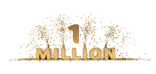 One million achievement celebration 3D rendering - obrazy, fototapety, plakaty