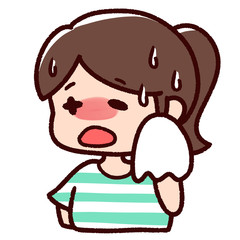 熱中症の女性　汗　暑い
