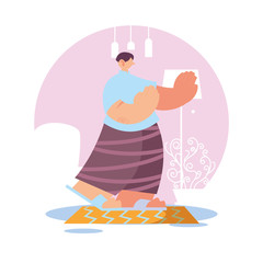 Man at home in quarantine.