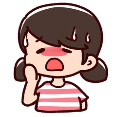熱中症の女の子　小学生　暑い