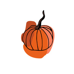 Vector pumpkin on a white background. Orange pumpkin large spots drawn. Pumpkin for Halloween
