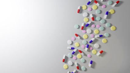 COVID 19 Coronavirus Cure drug concept in one tablet. Concept for antiviral drug for new corona virus. Medication pharmaceutical for Corona treatment. Close up concept for Covid Cure, epidemic, world 